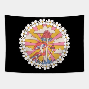 Groovy floral and mushroom colorful retro vintage Tapestry