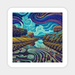 Beautiful swirl Rustic Landscape Magnet