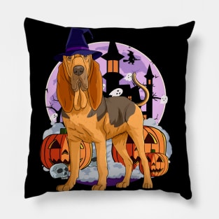 Bloodhound Dog Cute Witch Halloween Pumpkin Pillow