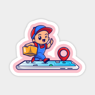 Cute Courier Delivery Online Package Cartoon Magnet