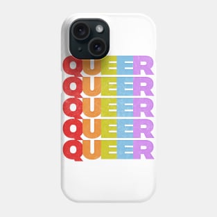 Queer //// Retro Typography Rainbow Design Phone Case