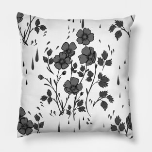 Greyscale Flower Pattern Pillow