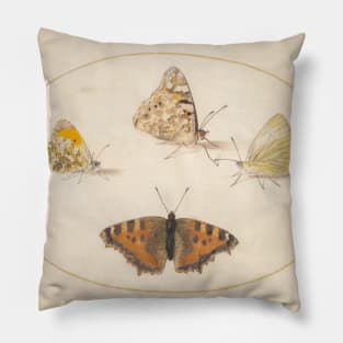 Orange Tip, Painted Lady, Southern Small White, and Small Tortoiseshell Butterflies Pillow