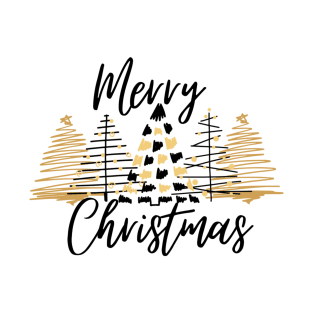 Merry Christmas golden black T-Shirt