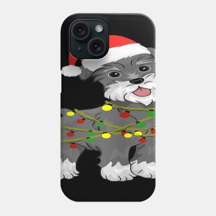 Cute Schnauzer Santa Hat Christmas Dog Gift Phone Case