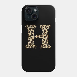 Letter H Leopard Cheetah Monogram Initial Phone Case