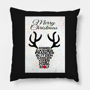 Santas Reindeer Merry Christmas Pillow