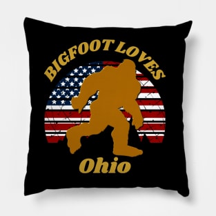 Bigfoot loves America and Ohio too Pillow