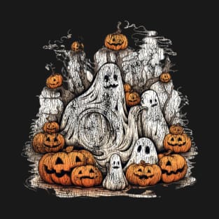 Smokey Ghost Pumpkin Halloween, 2024 Halloween, Pumpkin, Fall Skeleton T-Shirt