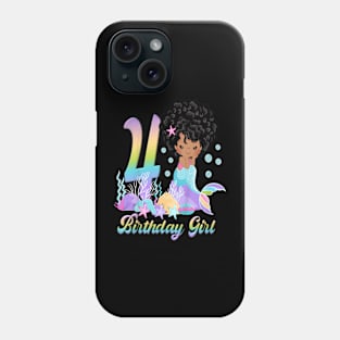 Kids Four 4Th Birthday 4 Year Old Girl African American Mermaid Phone Case