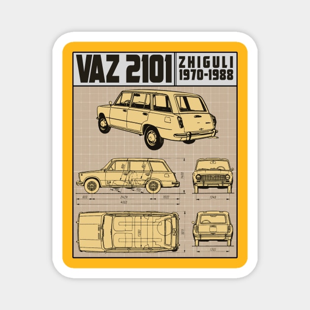 VAZ-2101 ZHIGULI LADA CAR Magnet by theanomalius_merch