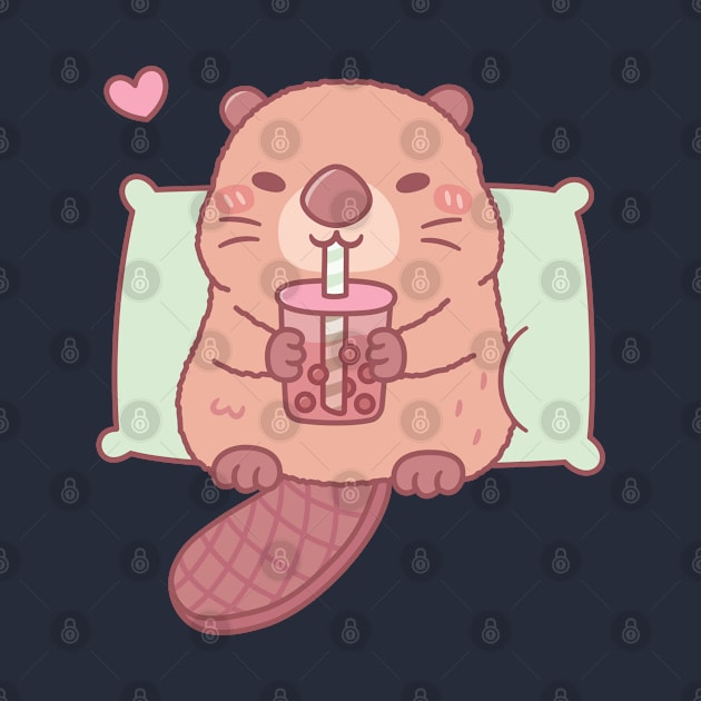 Cute Beaver Chilling With Bubble Tea by rustydoodle