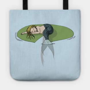 Sleeping Mermaid on a Lily Pad Tote