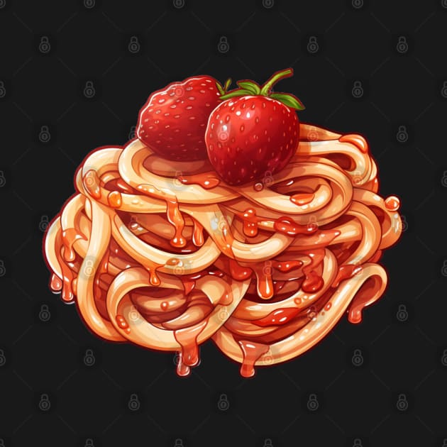 Strawberry Spaghetti Noodles Cute by Nightarcade