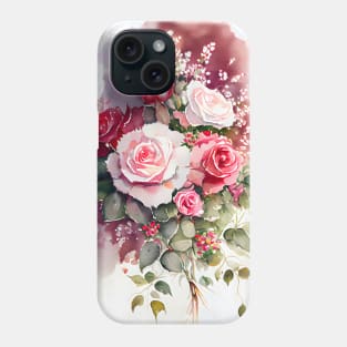 Pink and Red Rose Bouquet Romantic Valentine Wedding Anniversary Birthday Phone Case