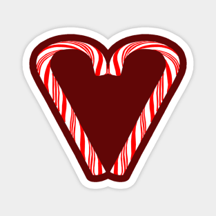 Peppermint Christmas Candy Cane Heart Magnet