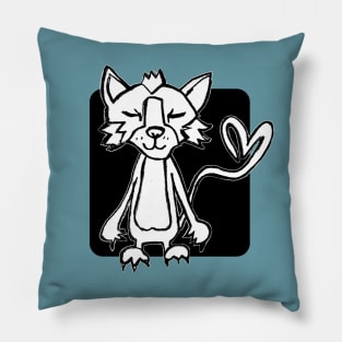 Wild Punk Cat Drawing, With Love Pillow