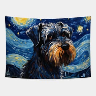 Standard Schnauzers Immersed in The Starry Night's Enigmatic Artistry Tapestry