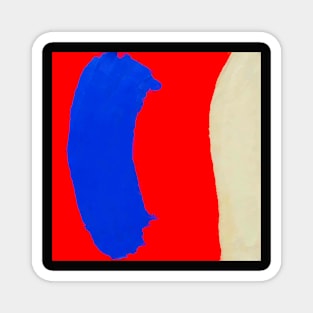 Minimal Abstract Composition in Red, Blue, and Tan Magnet