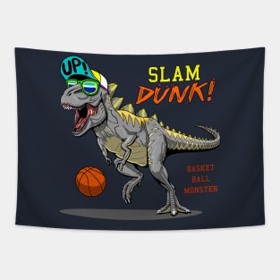 cool t rex dinosaur playing basketball Tapestry