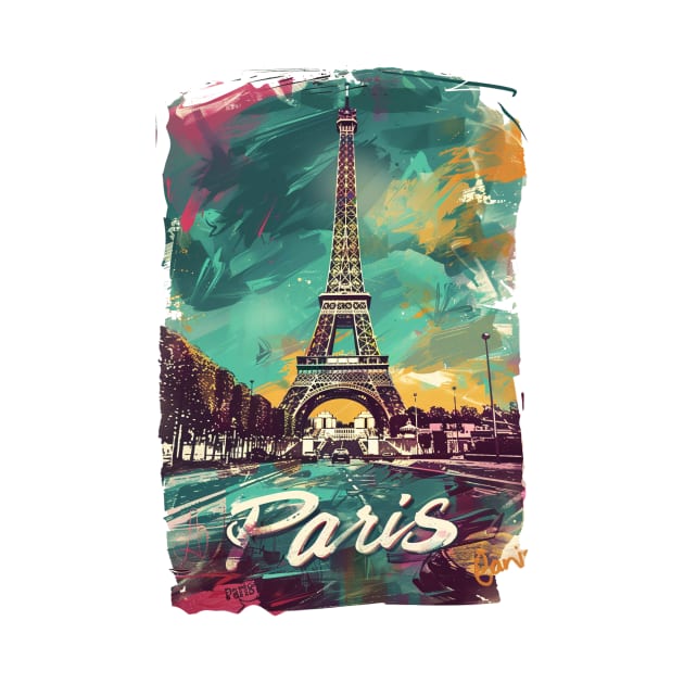 Paris Retro France t-shirt by GreenMary Design