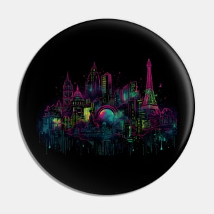 Paris Neon Dreams A Trippy Neon Skyline Pin