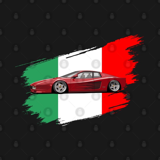 Classic Italy Flag Italia Motorsport Testarossa Car by Automotive Apparel & Accessoires