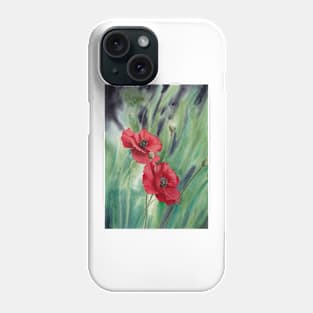 Watercolor summer poppies Phone Case