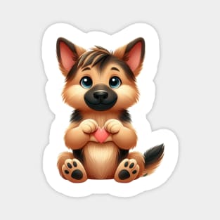 Valentine German Shepherd Dog Giving Heart Hand Sign Magnet