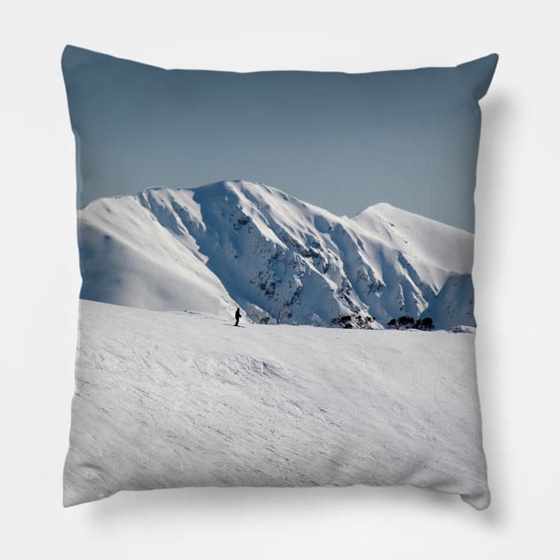 Snow on the mountainside 2 Pillow by jwwallace