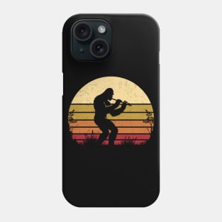 Bigfoot Playing the Flute Vintage Distressed Sunset Flute Player Phone Case