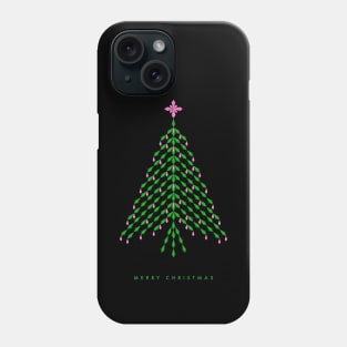 Merry Christmas with elegant pink and green crystal Christmas Tree Phone Case