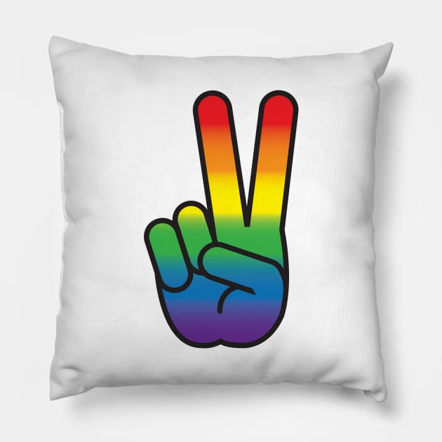 Gay pride peace sign Pillow by Portals