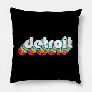 Detroit, Michigan \\// Retro Typography Design Pillow