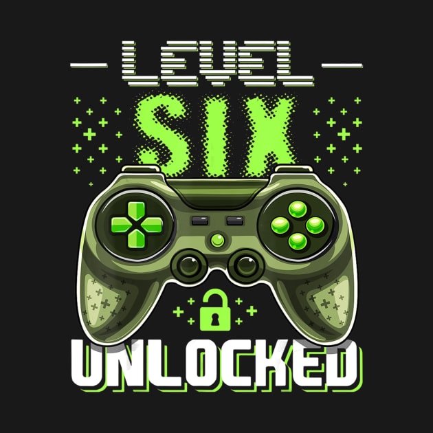 Level 6 Unlocked Video Gamer 6th Birthday Gamer Gift Boys by InterFish