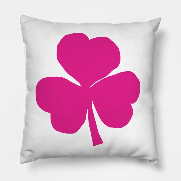 Pink Shamrock for St Patricks Day Pillow by ellenhenryart