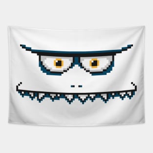 blue pixel face monster Tapestry