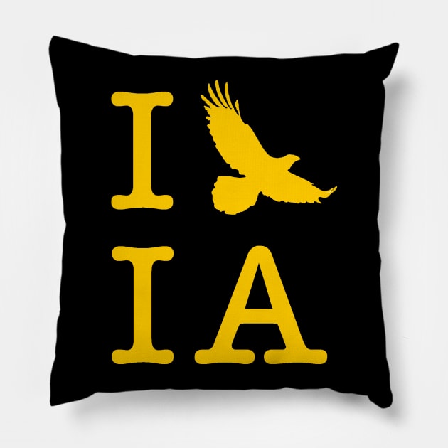 I Hawk Iowa (Gold Lettering) Pillow by KyleHarlow