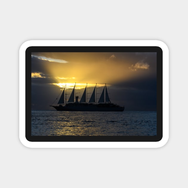 Ship in the evening light Magnet by gdb2