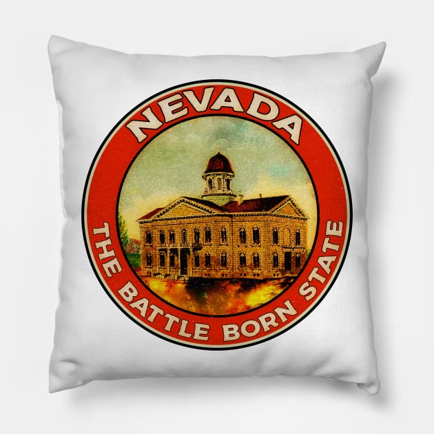 Nevada The Battle Born State Reno Las Vegas State House Pillow by TravelTime