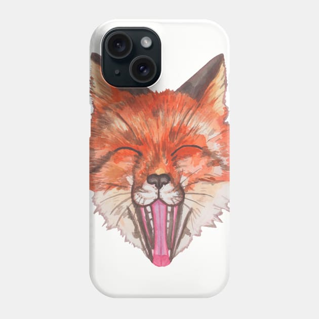 Beautiful orange watercolor fox with open mouth Phone Case by deadblackpony