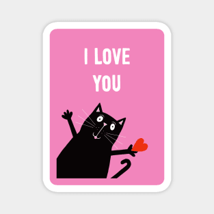 Black Cat I Love You Magnet