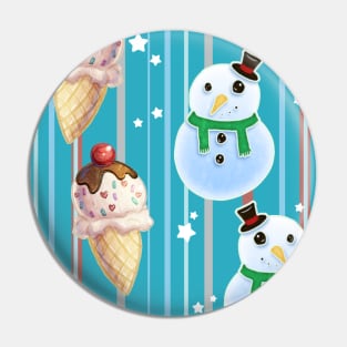 Snowman and Icecream Pattern Pin