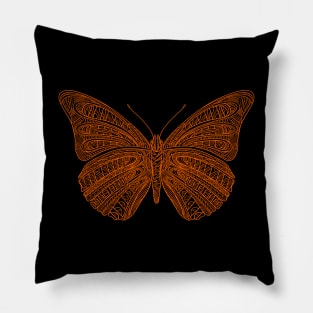 Butterfly design created using line art - orange version Pillow