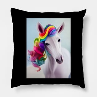 Cute Rainbow Haired Horse Pillow