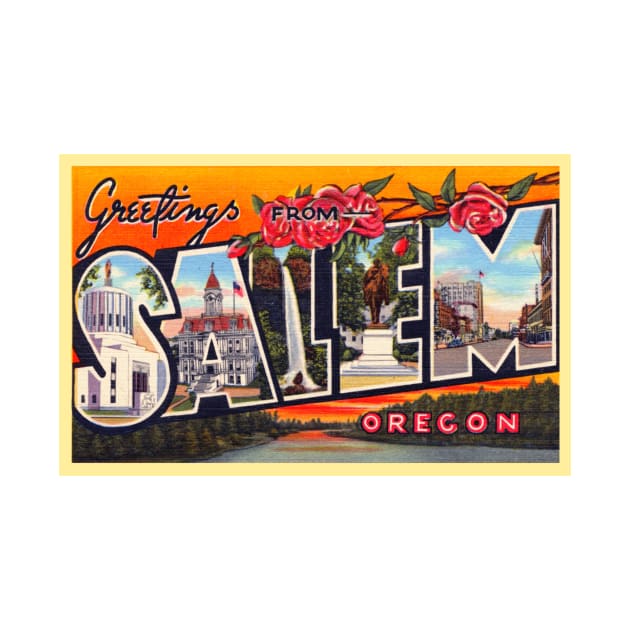 Greetings from Salem, Oregon - Vintage Large Letter Postcard by Naves