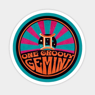 One Groovy Gemini - Retro 60s Vibes Zodiac Sign Magnet