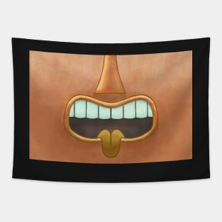 Peach Tiki Tongue Mask! Tapestry