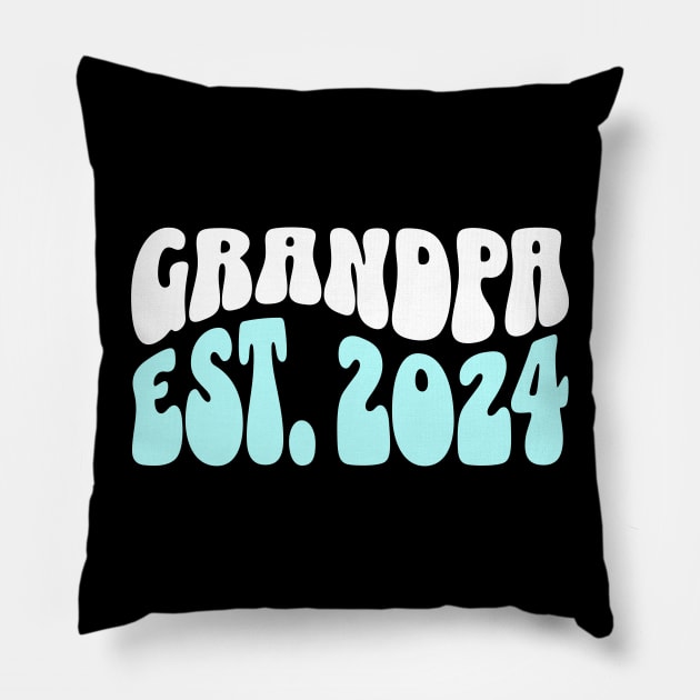 Grandpa Est. 2024 First Time Grandfather Gift Pillow by LizardIsland