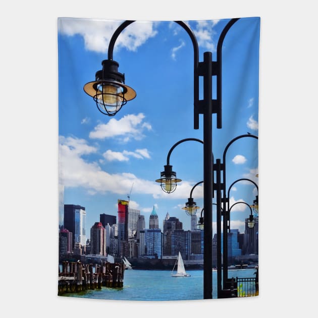 Manhattan Skyline From Liberty State Park Tapestry by SusanSavad